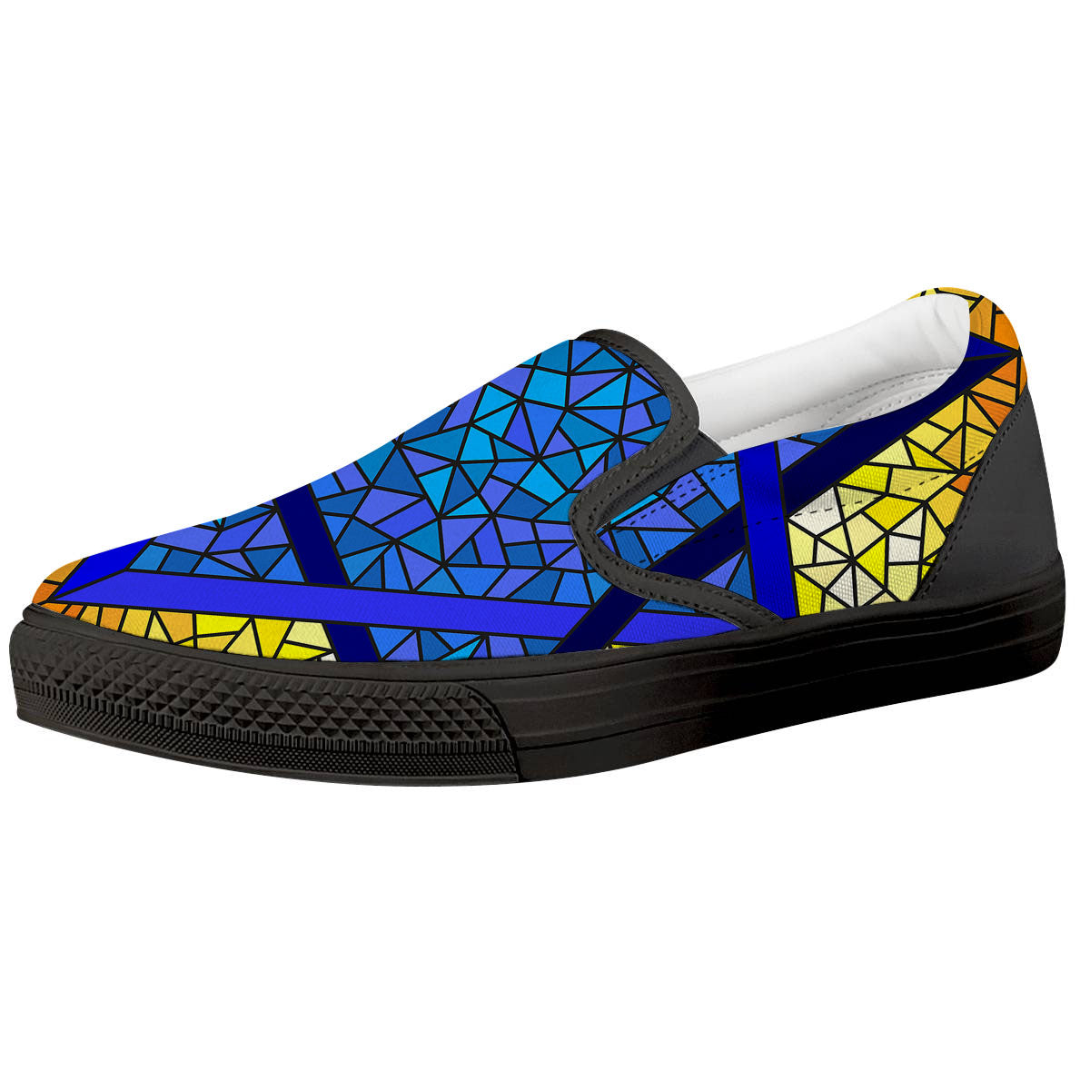 Star of David Stained Glass Print Black Slip On Shoes-grizzshop