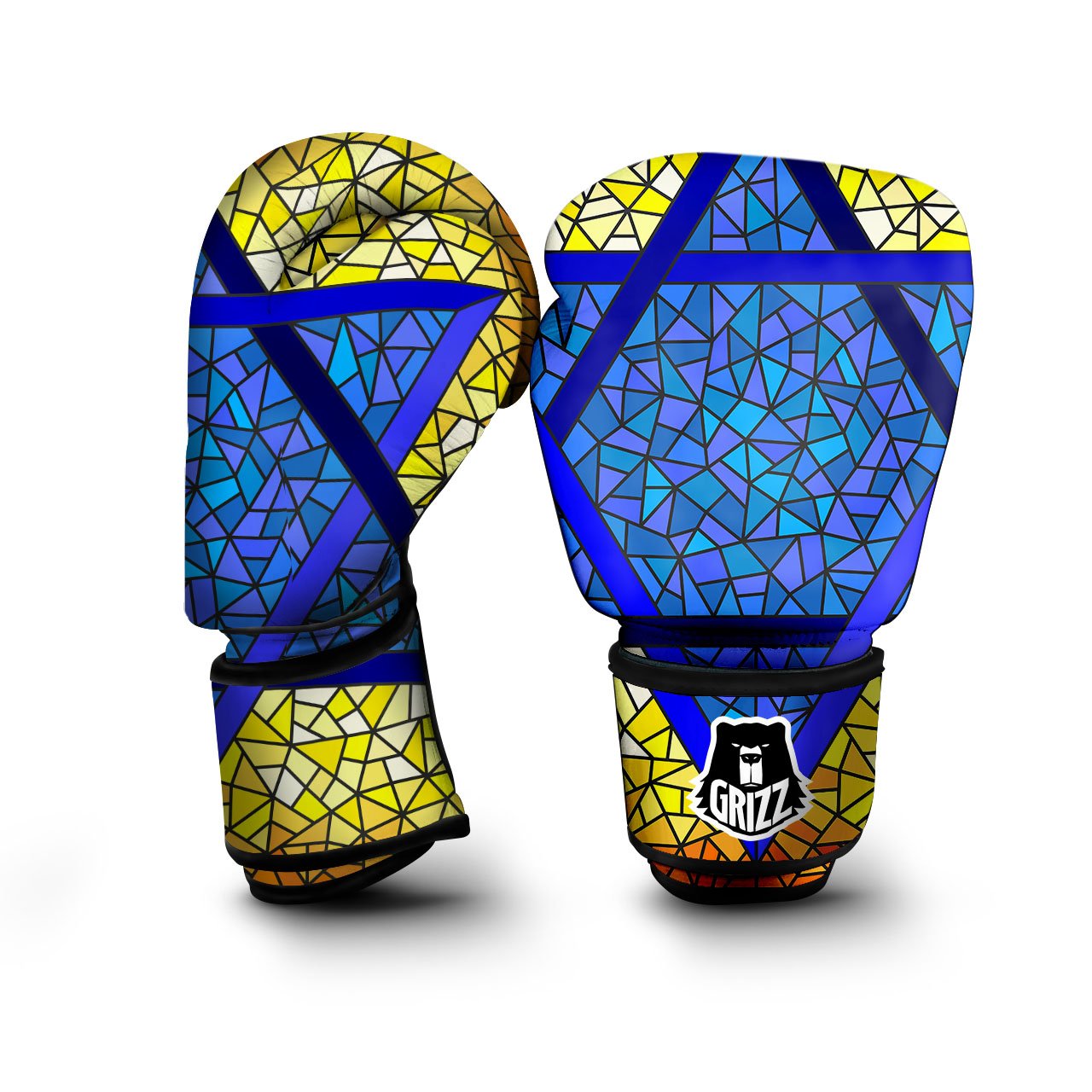 Star of David Stained Glass Print Boxing Gloves-grizzshop