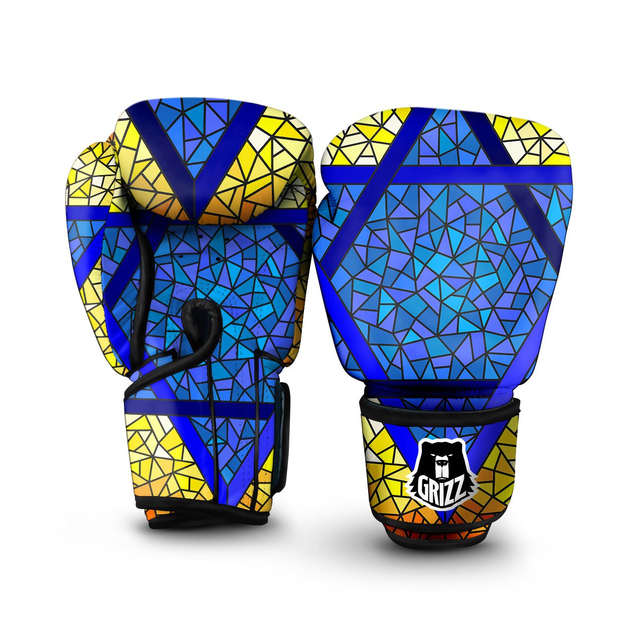 Star of David Stained Glass Print Boxing Gloves-grizzshop