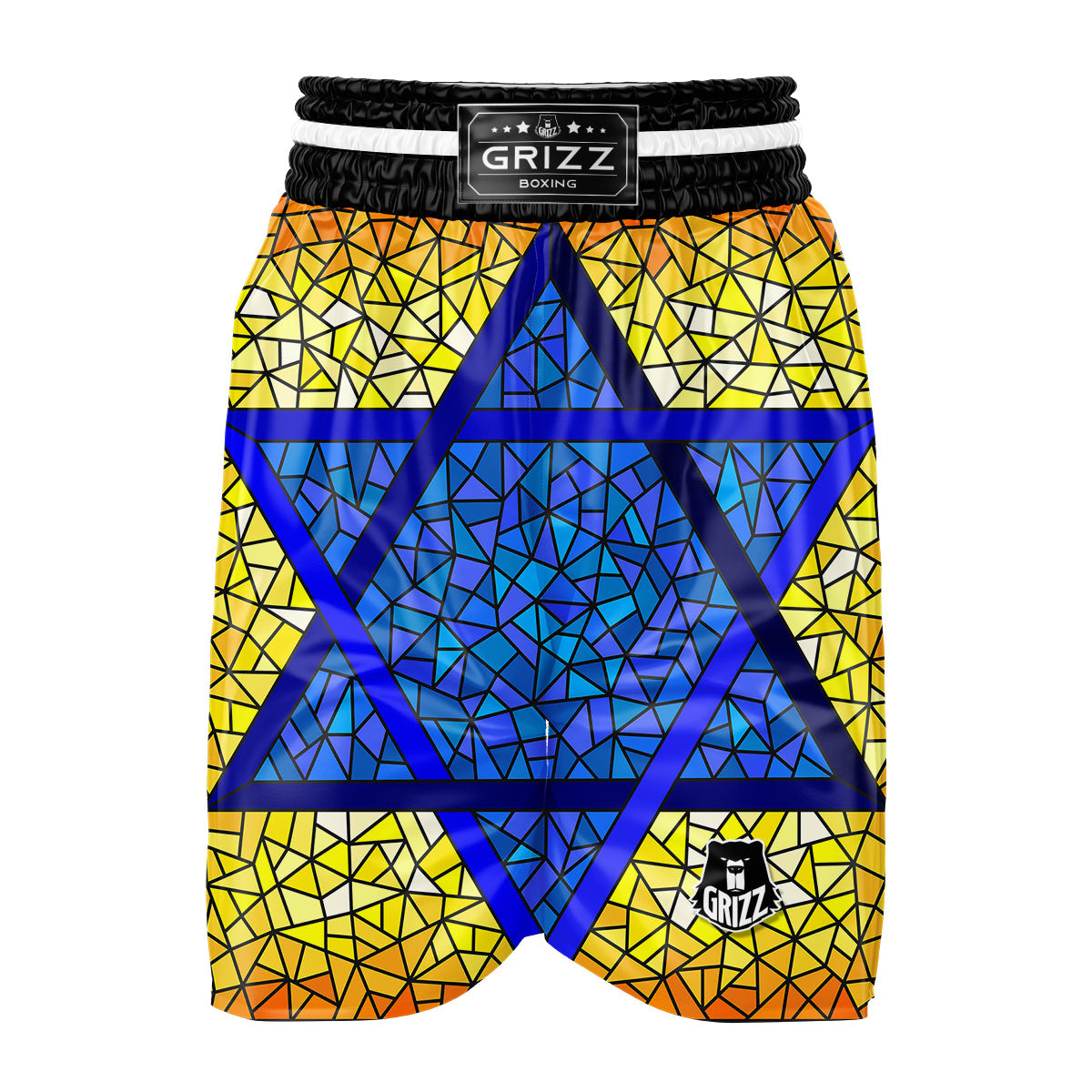 Star of David Stained Glass Print Boxing Shorts-grizzshop