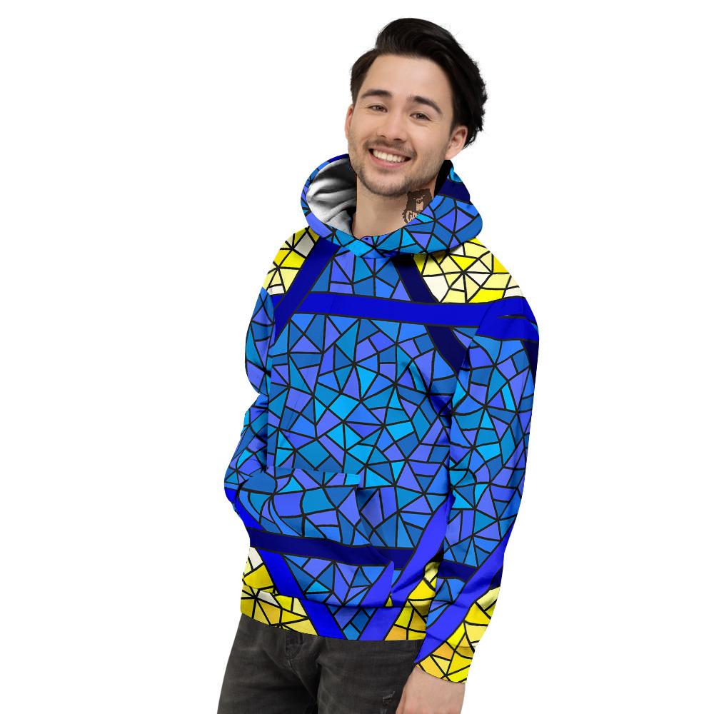 Star of David Stained Glass Print Men's Hoodie-grizzshop