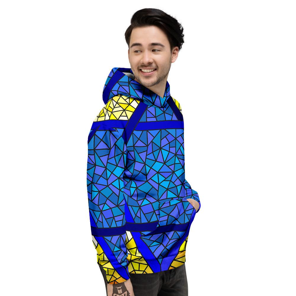 Star of David Stained Glass Print Men's Hoodie-grizzshop