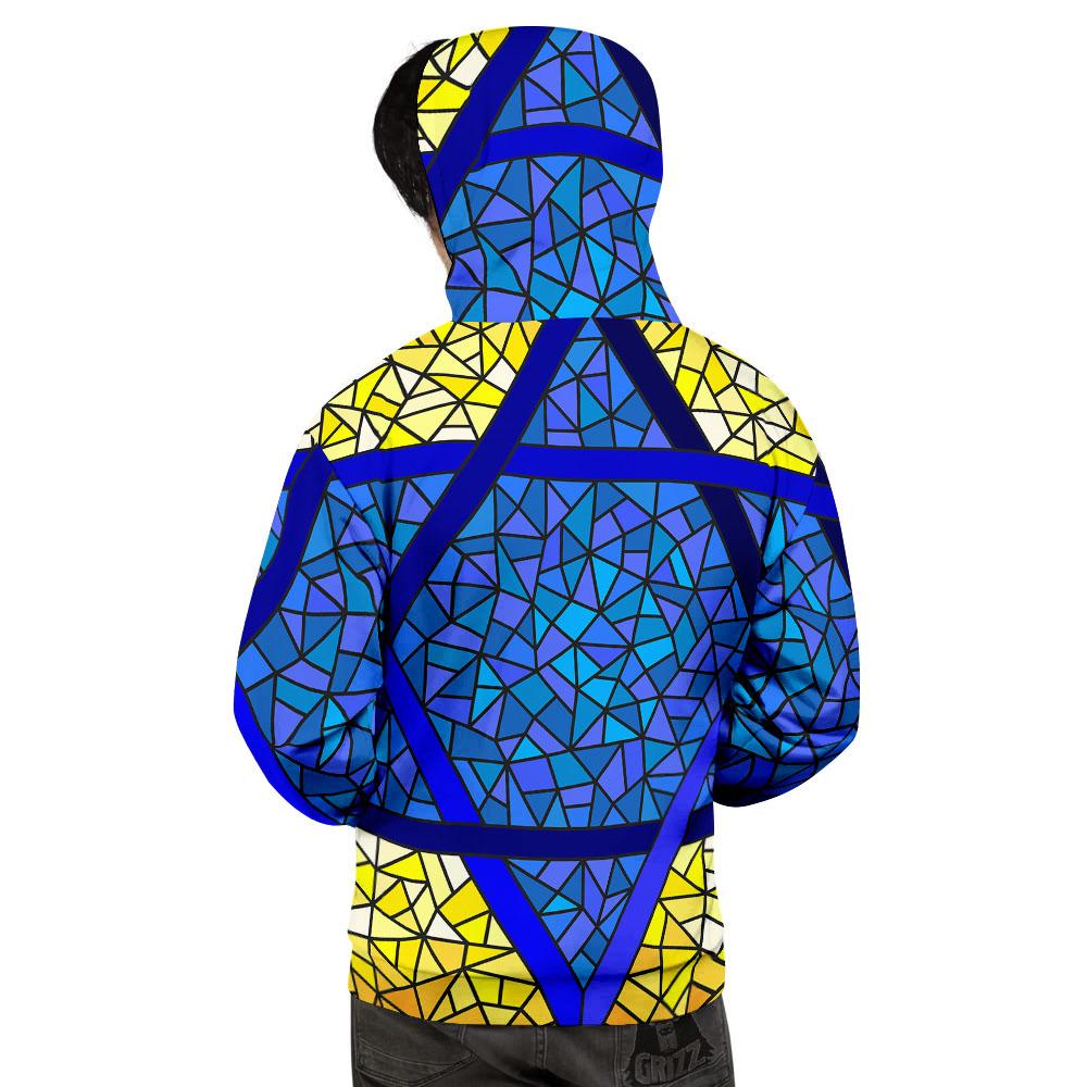 Star of David Stained Glass Print Men's Hoodie-grizzshop