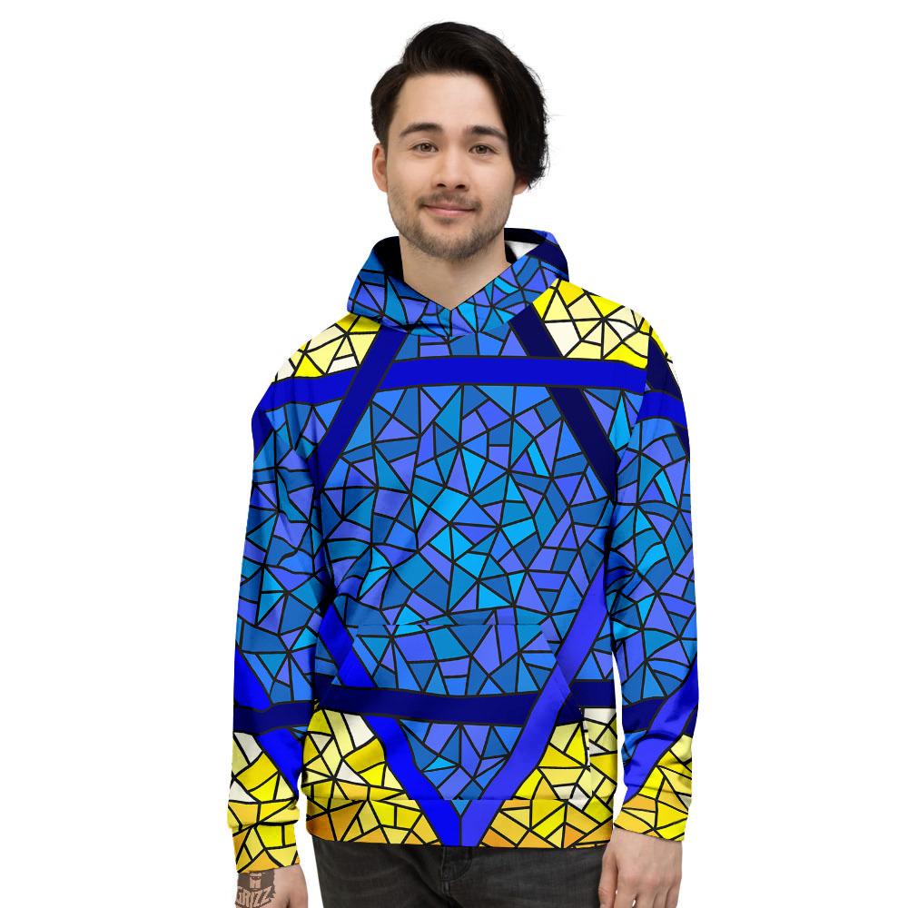 Star of David Stained Glass Print Men's Hoodie-grizzshop