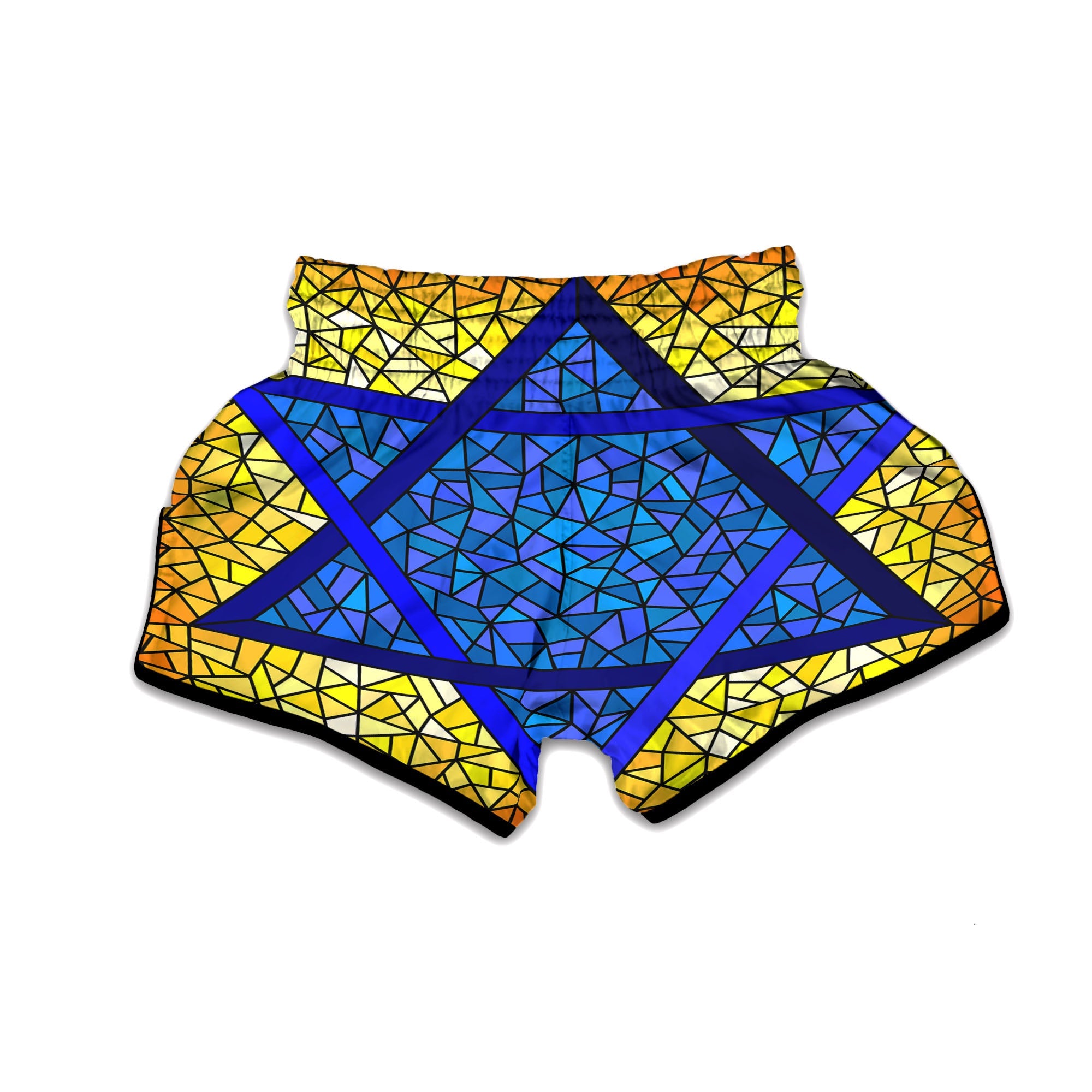 Star of David Stained Glass Print Muay Thai Boxing Shorts-grizzshop