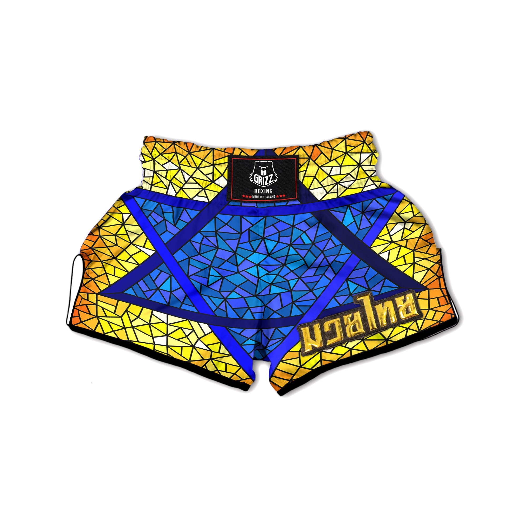 Star of David Stained Glass Print Muay Thai Boxing Shorts-grizzshop