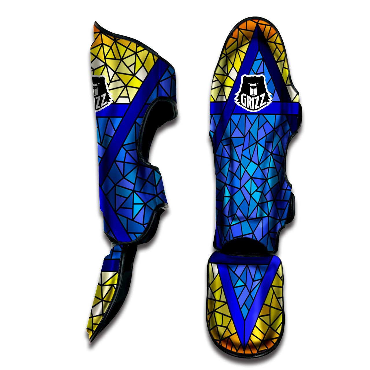 Star of David Stained Glass Print Muay Thai Shin Guards-grizzshop