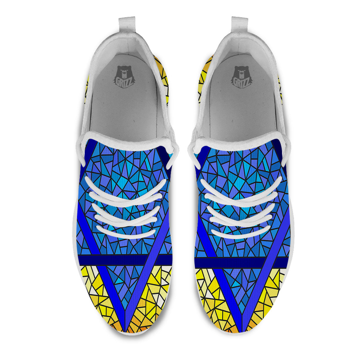 Star of David Stained Glass Print White Athletic Shoes-grizzshop