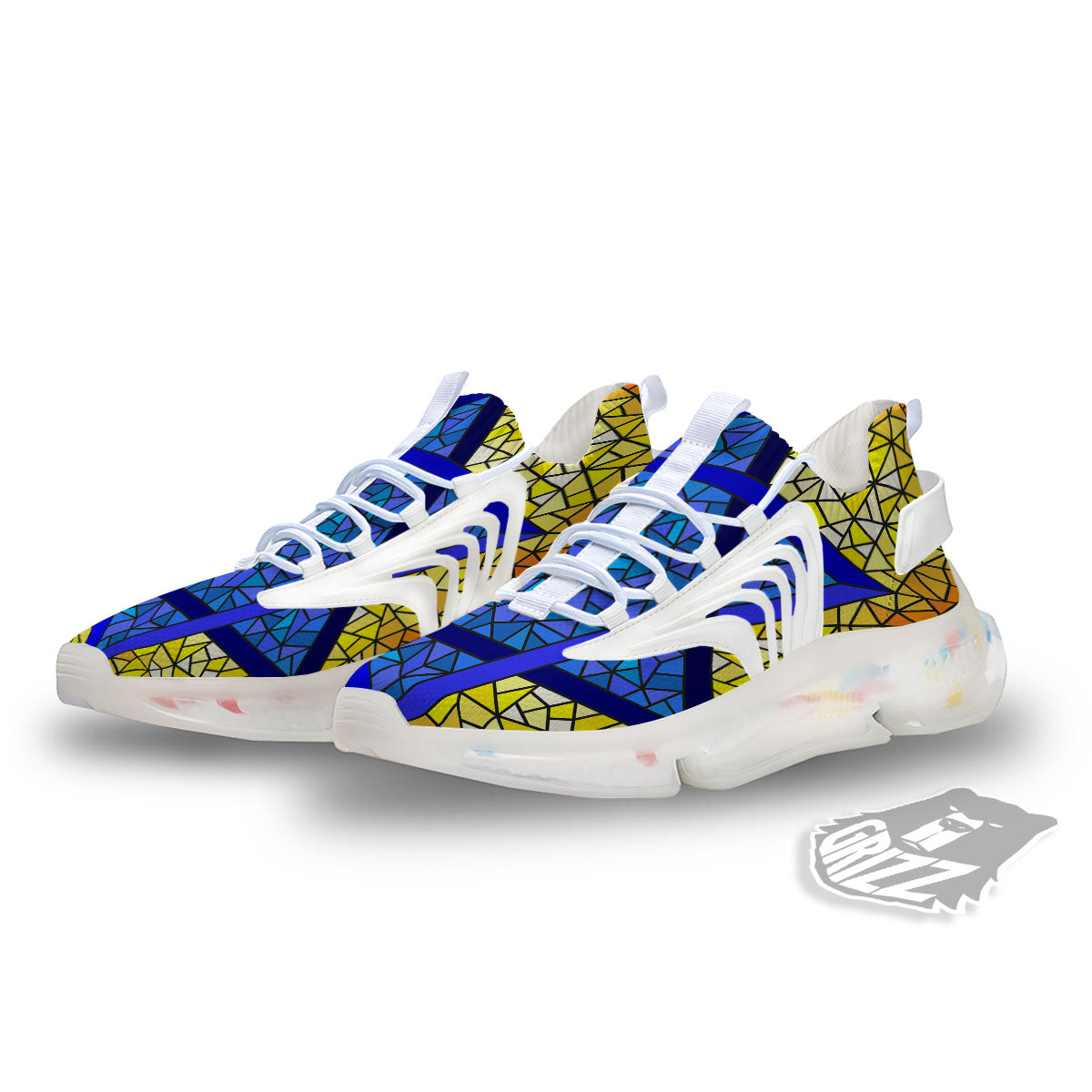 Star of David Stained Glass Print White Gym Shoes-grizzshop