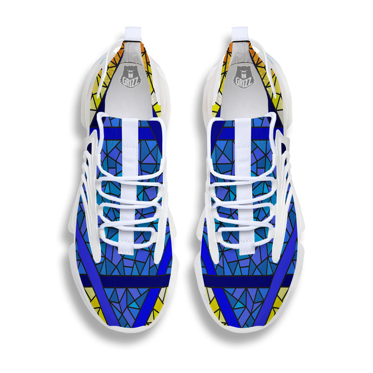 Star of David Stained Glass Print White Gym Shoes-grizzshop