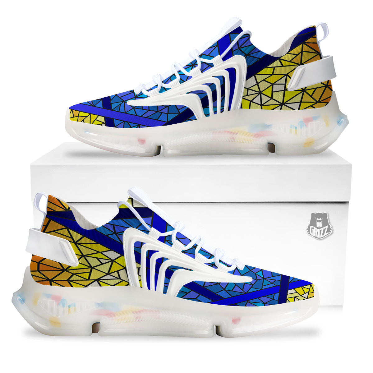 Star of David Stained Glass Print White Gym Shoes-grizzshop