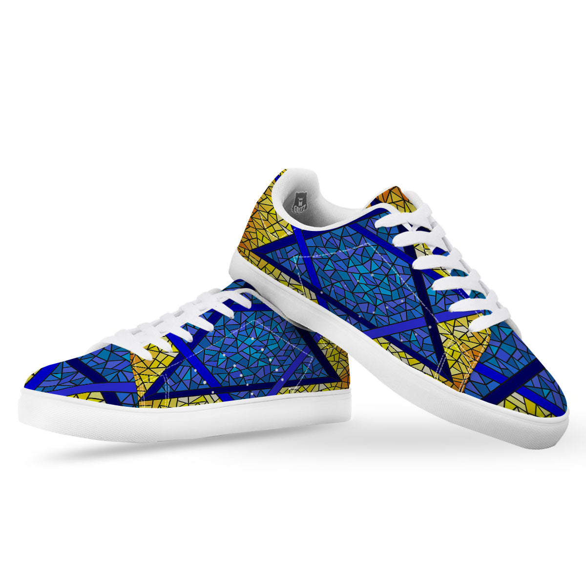 Star of David Stained Glass Print White Low Top Sneakers-grizzshop