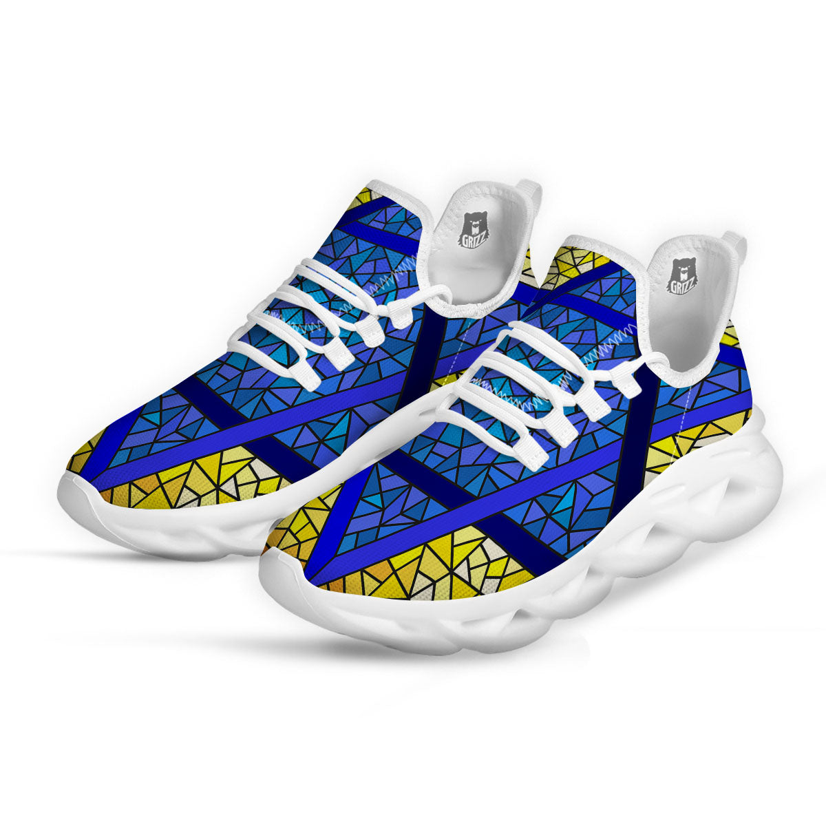 Star of David Stained Glass Print White Running Shoes-grizzshop