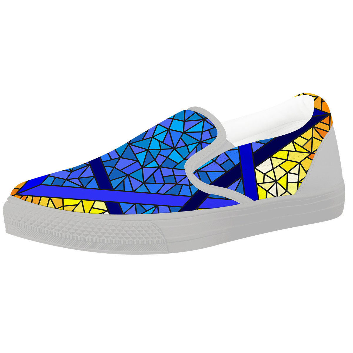 Star of David Stained Glass Print White Slip On Shoes-grizzshop