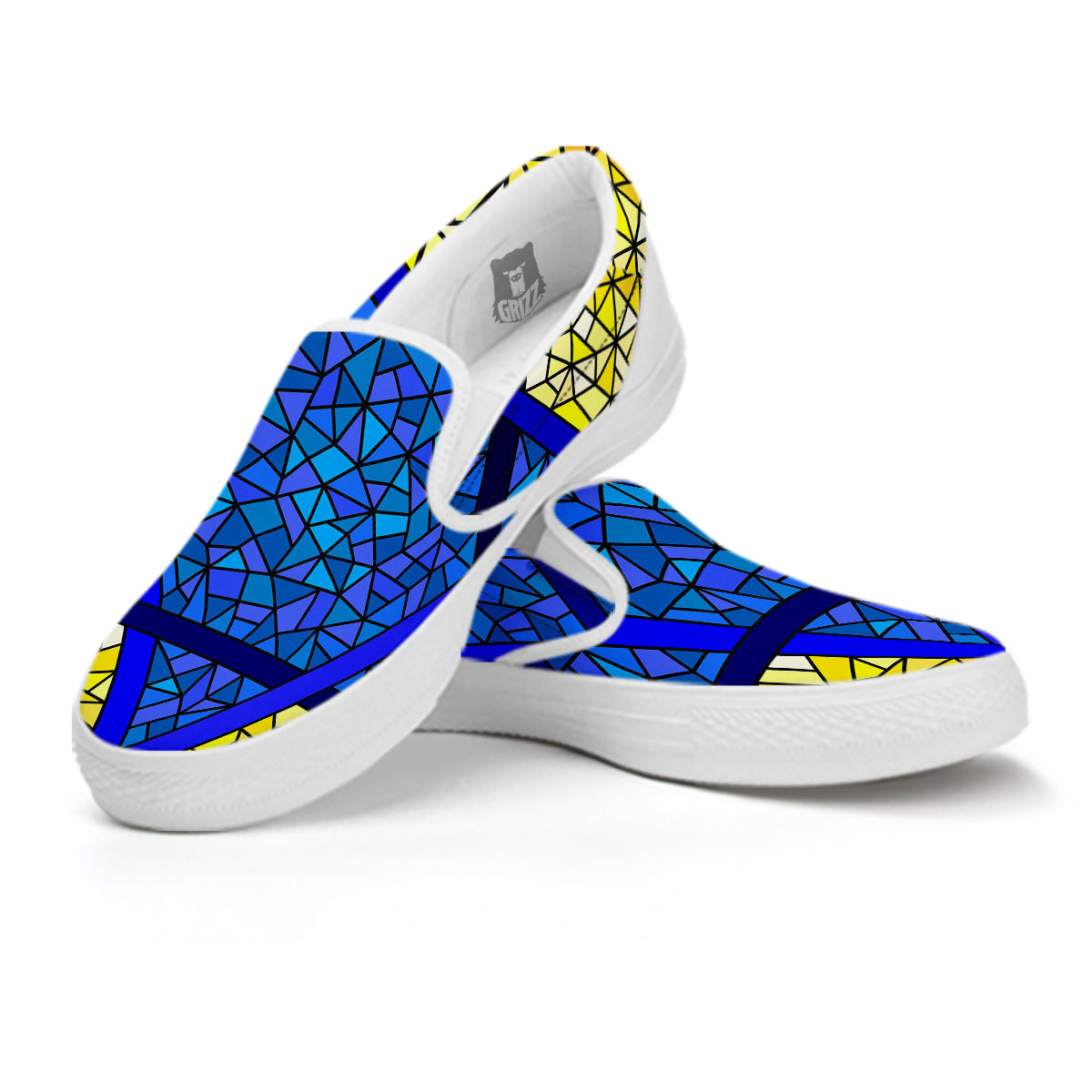 Star of David Stained Glass Print White Slip On Shoes-grizzshop