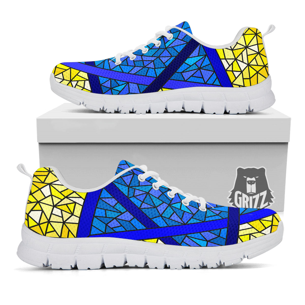 Star of David Stained Glass Print White Sneaker-grizzshop
