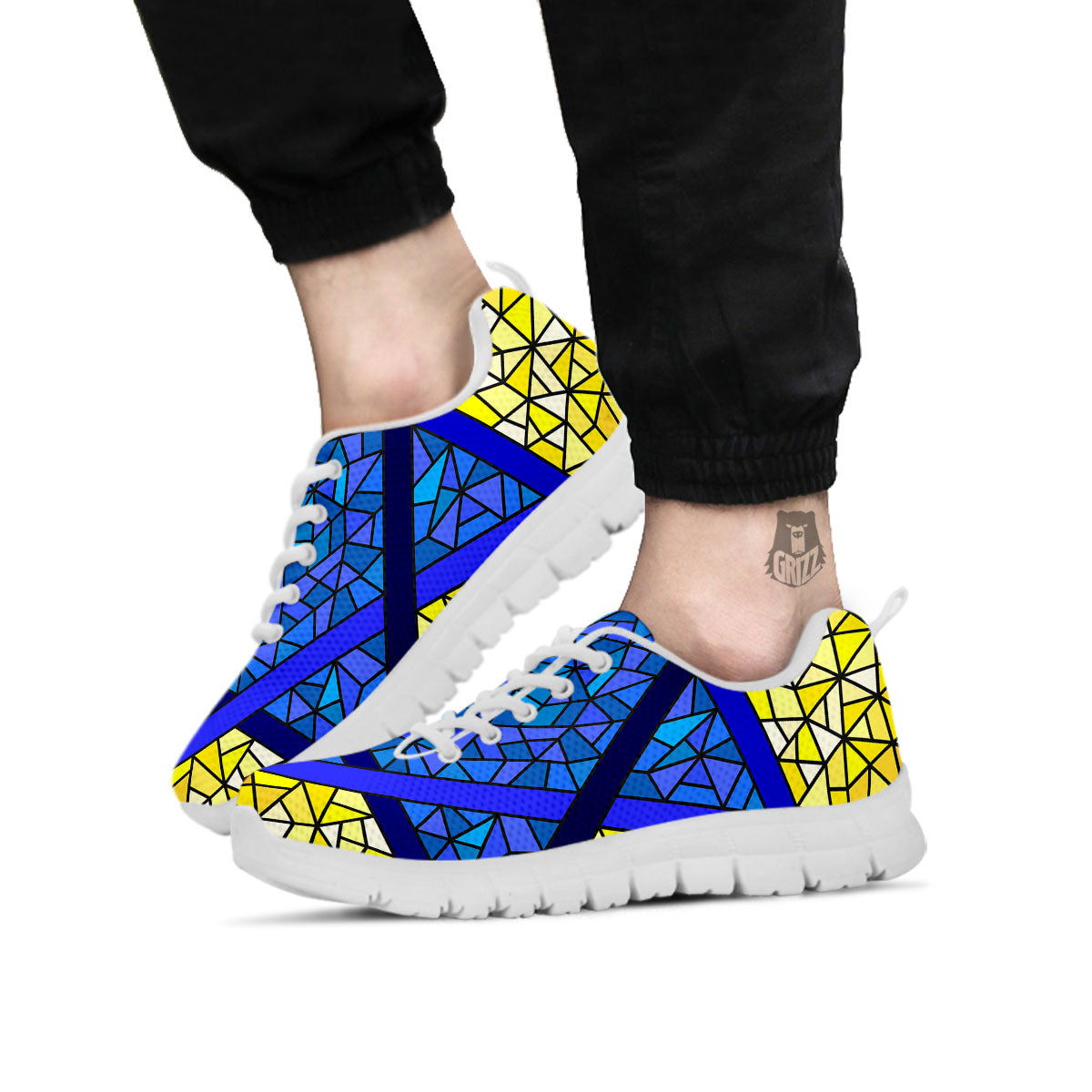 Star of David Stained Glass Print White Sneaker-grizzshop
