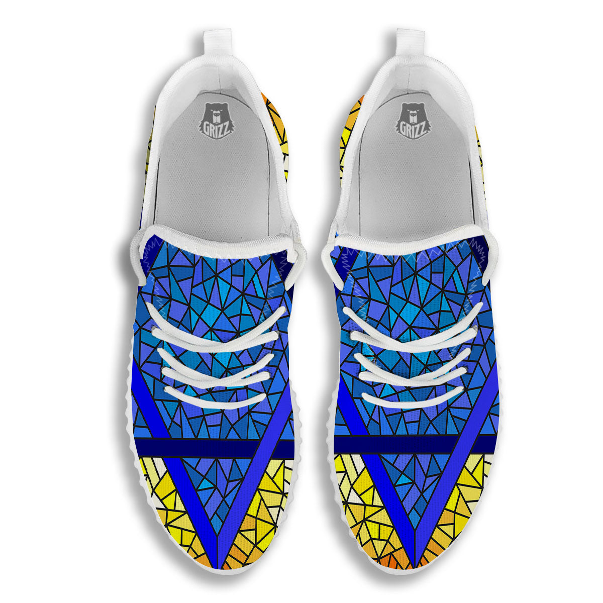 Star of David Stained Glass Print White Walking Shoes-grizzshop