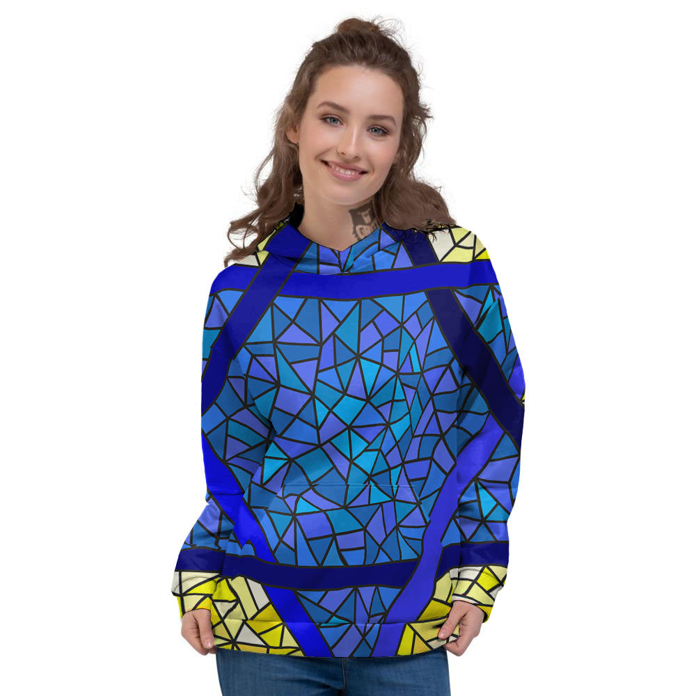 Star of David Stained Glass Print Women's Hoodie-grizzshop