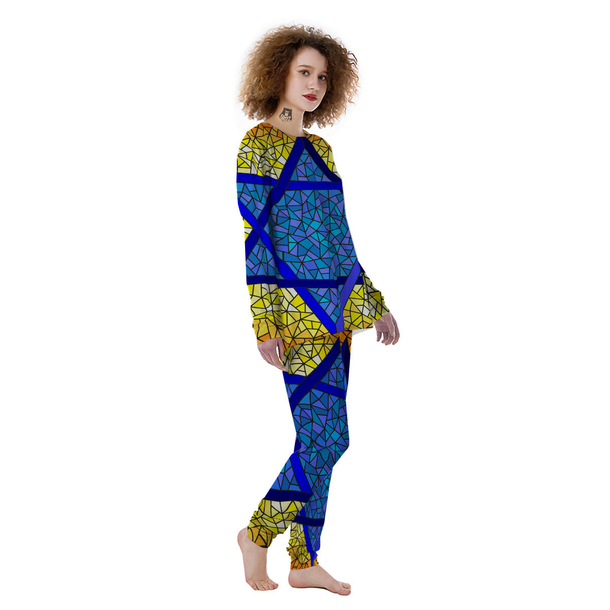 Star of David Stained Glass Print Women's Pajamas-grizzshop