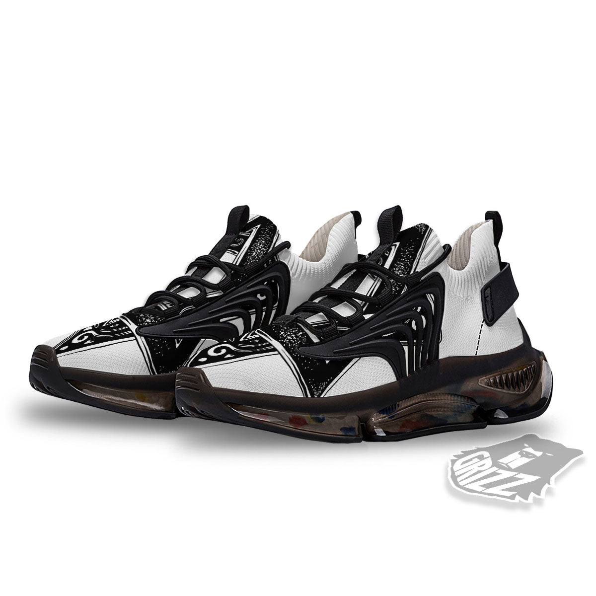 Star of David White And Black Print Black Gym Shoes-grizzshop