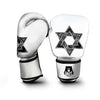 Star of David White And Black Print Boxing Gloves-grizzshop