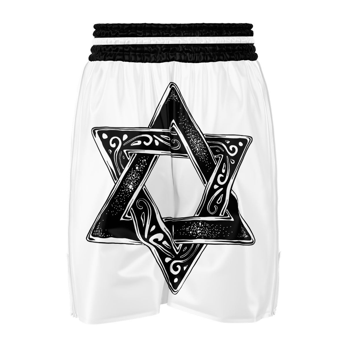 Star of David White And Black Print Boxing Shorts-grizzshop