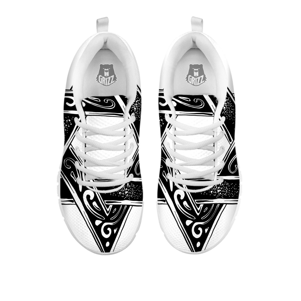 Star of David White And Black Print White Sneaker-grizzshop