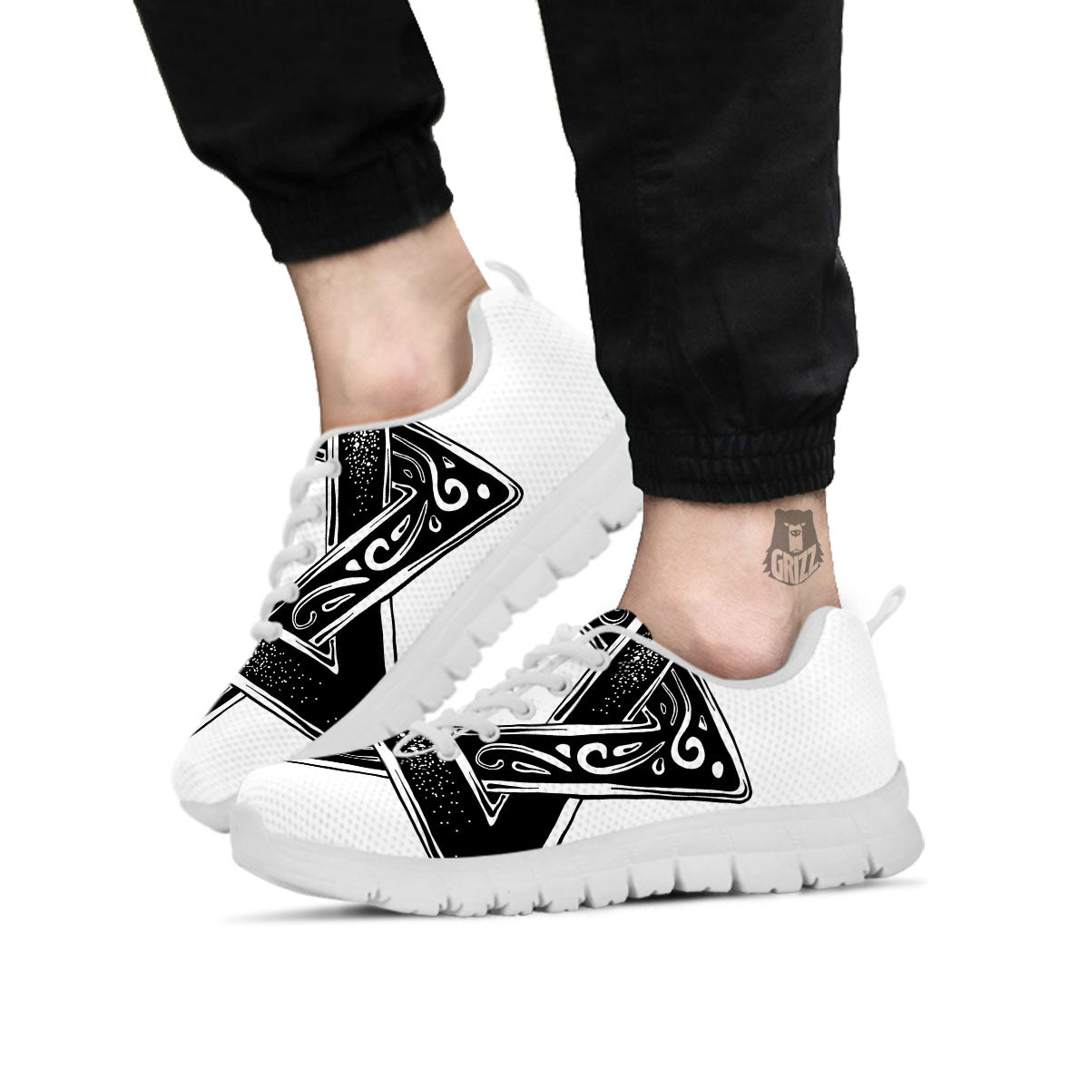 Star of David White And Black Print White Sneaker-grizzshop