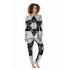 Star of David White And Black Print Women's Pajamas-grizzshop