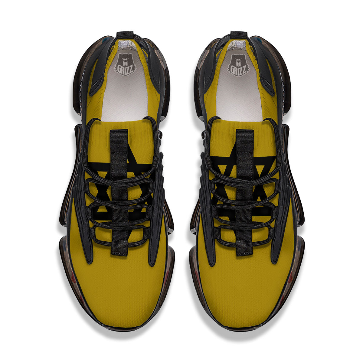 Star of David Yellow And Black Print Black Gym Shoes-grizzshop