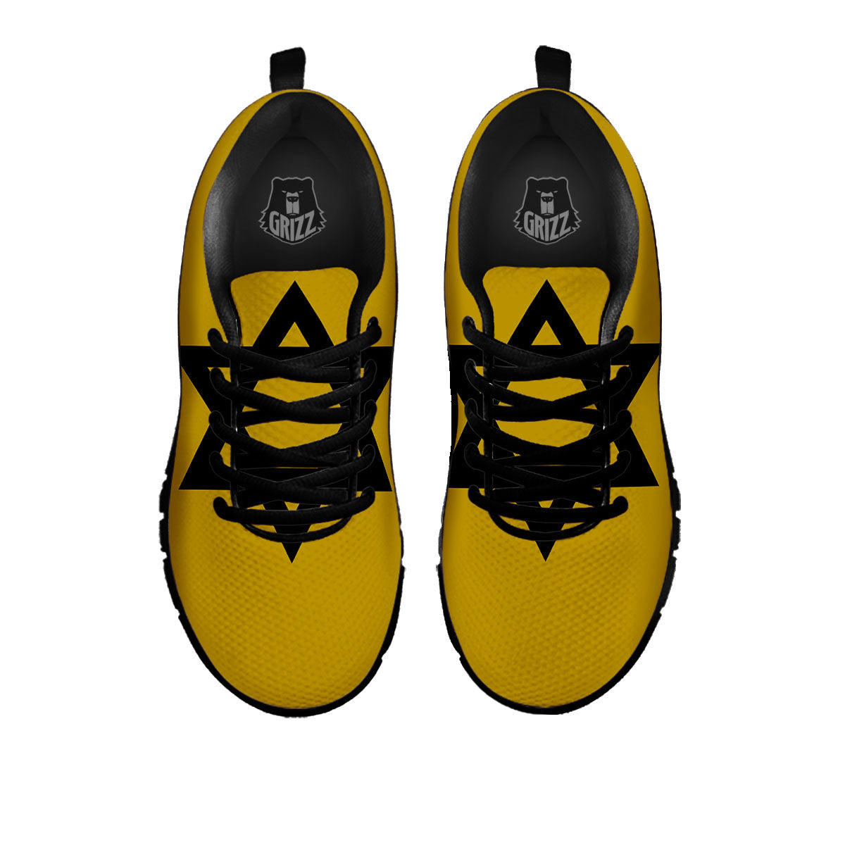 Star of David Yellow And Black Print Black Sneaker-grizzshop