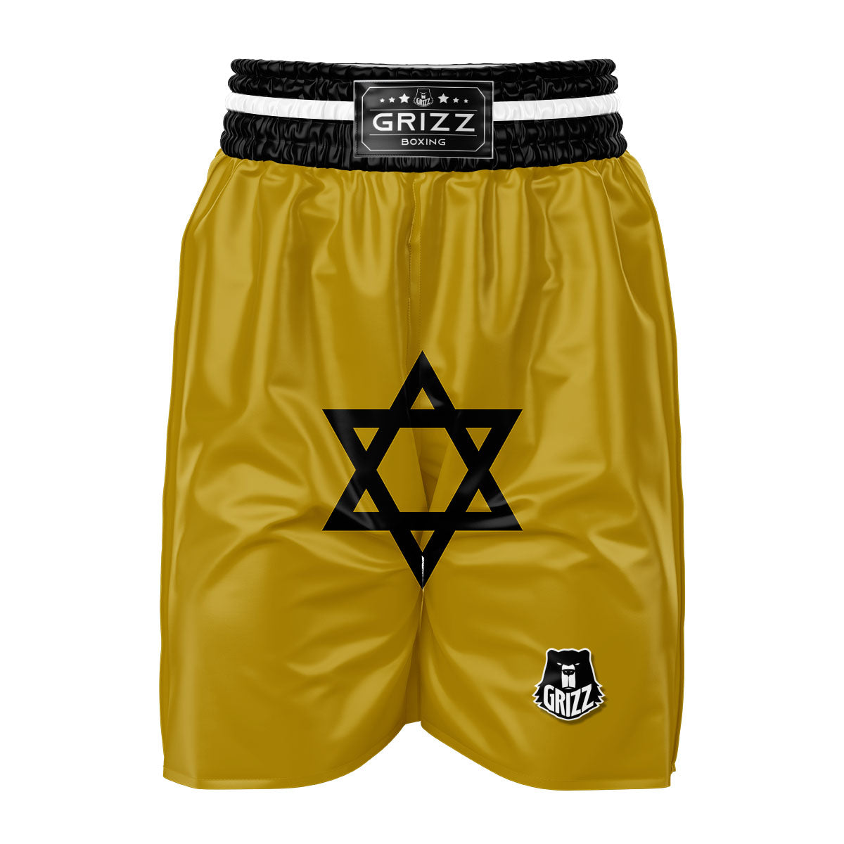 Star of David Yellow And Black Print Boxing Shorts-grizzshop