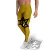 Star of David Yellow And Black Print Men's Leggings-grizzshop