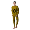 Star of David Yellow And Black Print Men's Pajamas-grizzshop