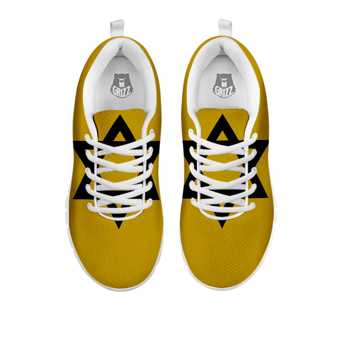 Star of David Yellow And Black Print White Sneaker-grizzshop
