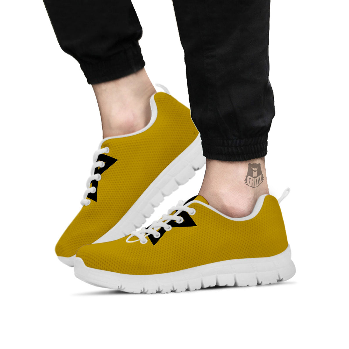 Star of David Yellow And Black Print White Sneaker-grizzshop