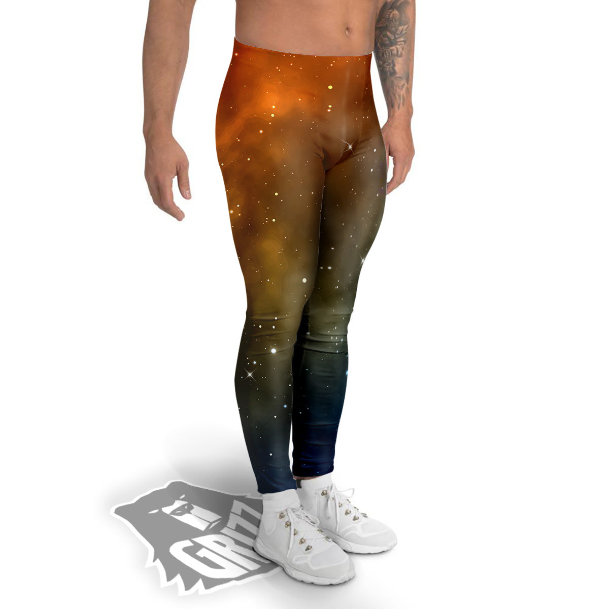 Stardust Galaxy Space Blue Orange Print Men's Leggings-grizzshop