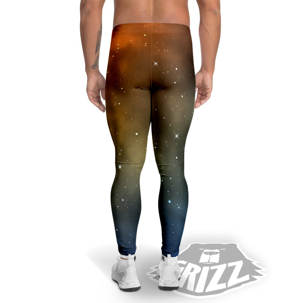 Stardust Galaxy Space Blue Orange Print Men's Leggings-grizzshop