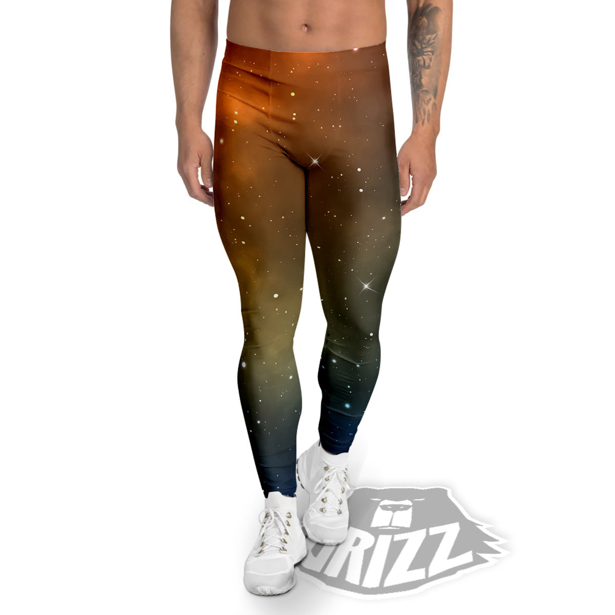 Stardust Galaxy Space Blue Orange Print Men's Leggings-grizzshop