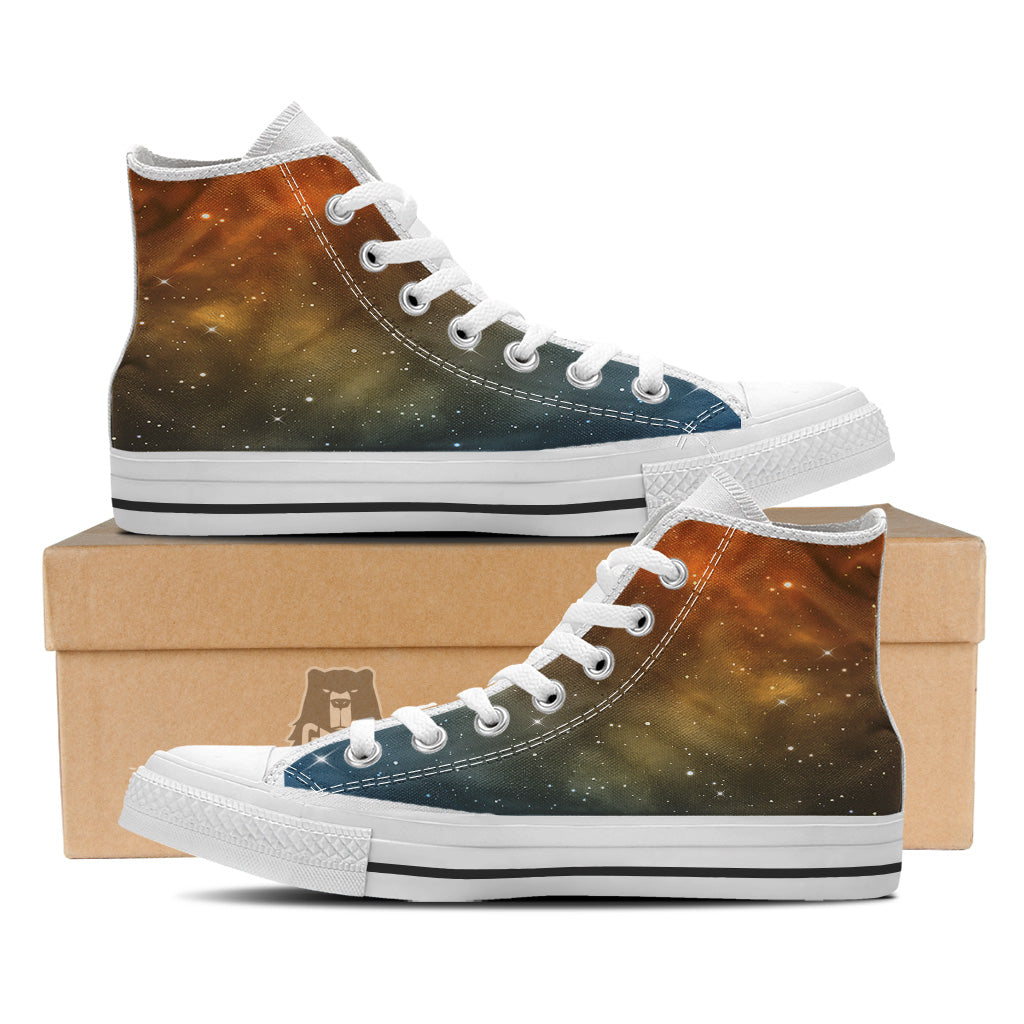 Stardust Galaxy Space Blue Orange Print White High Top Shoes-grizzshop