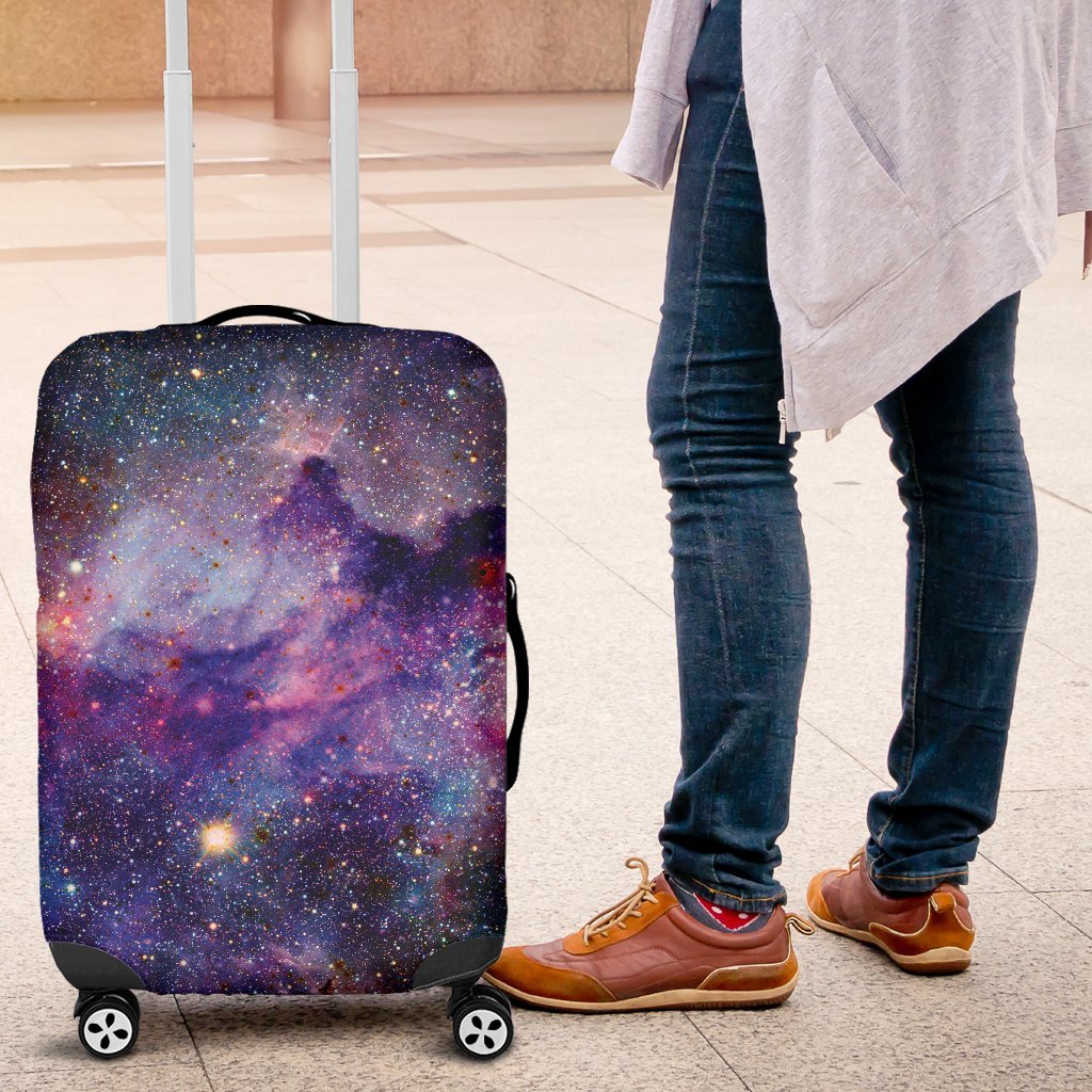 Stardust Space Galaxy Purple Print Luggage Cover Protector-grizzshop