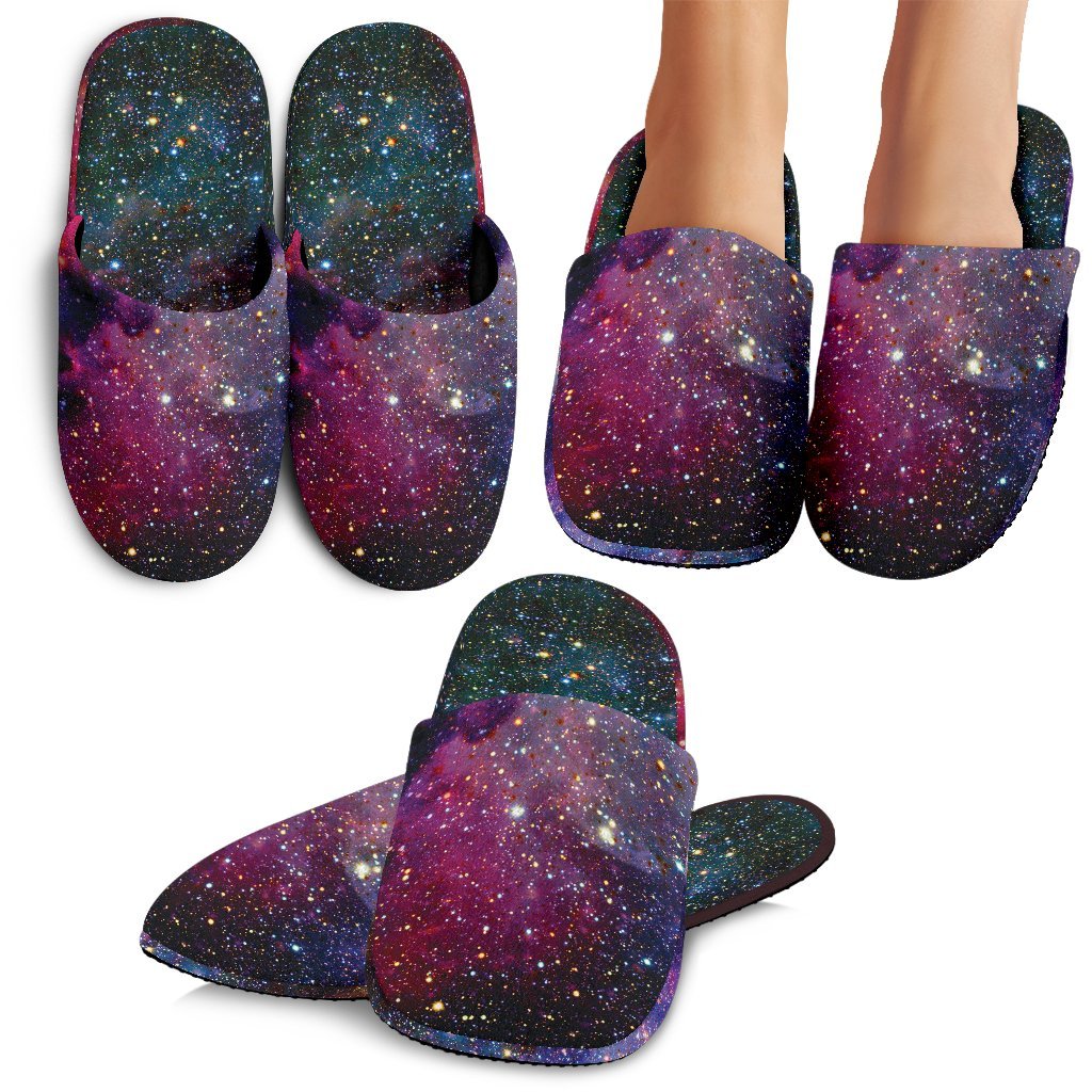 Stardust Space Galaxy Purple Print Premium Home Slippers-grizzshop