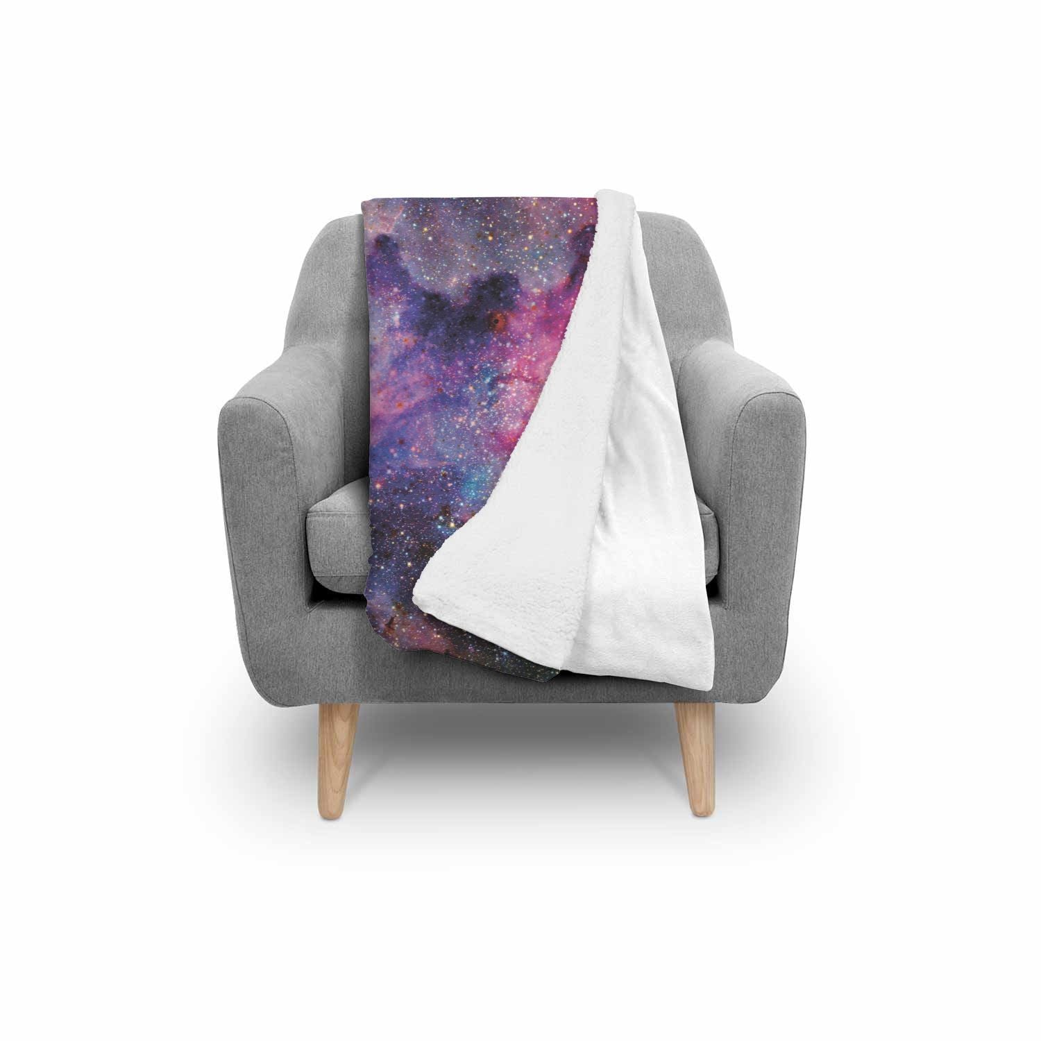 Stardust Space Galaxy Purple Print Throw Blanket-grizzshop