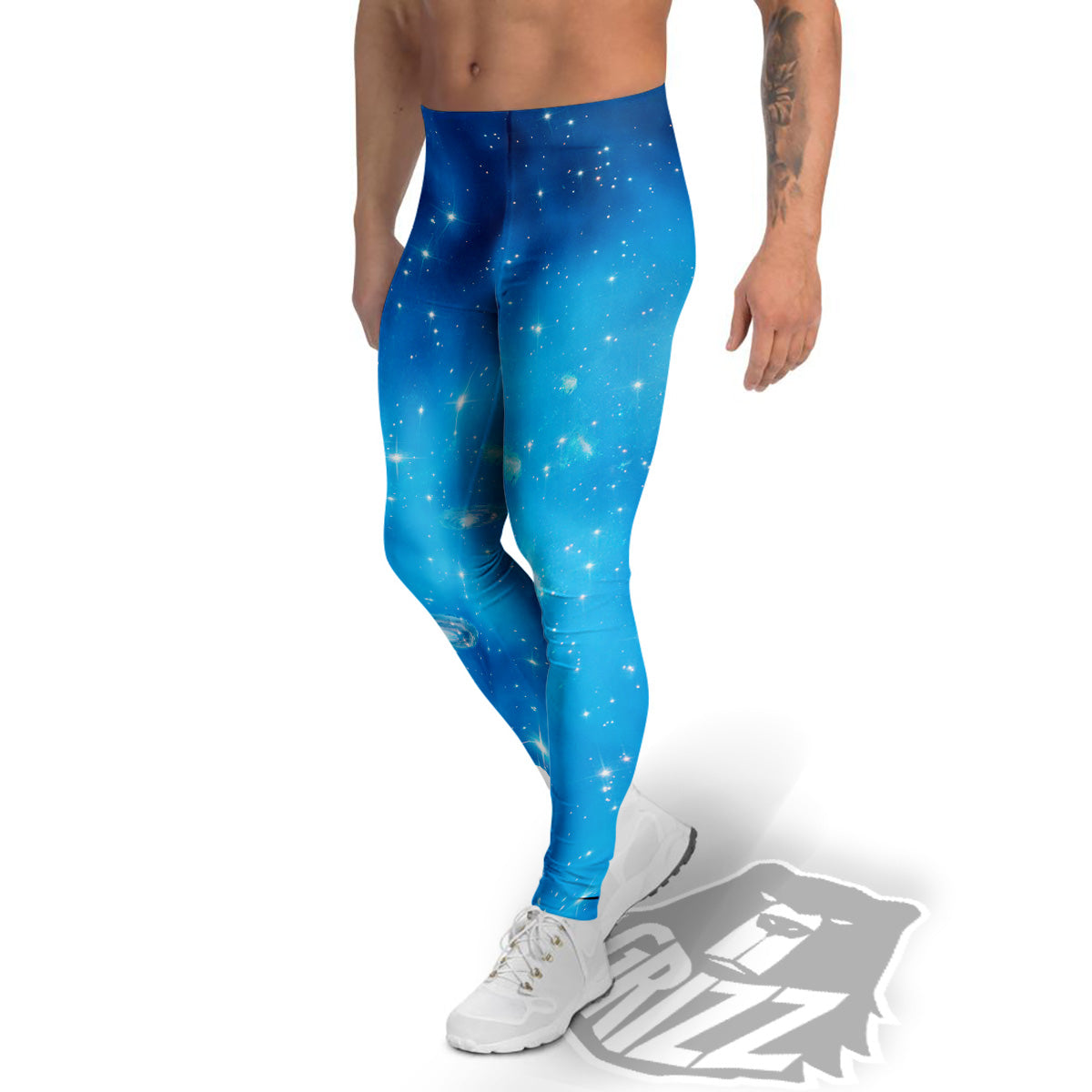 Starfield Galaxy Space Blue Cloud Print Men's Leggings-grizzshop