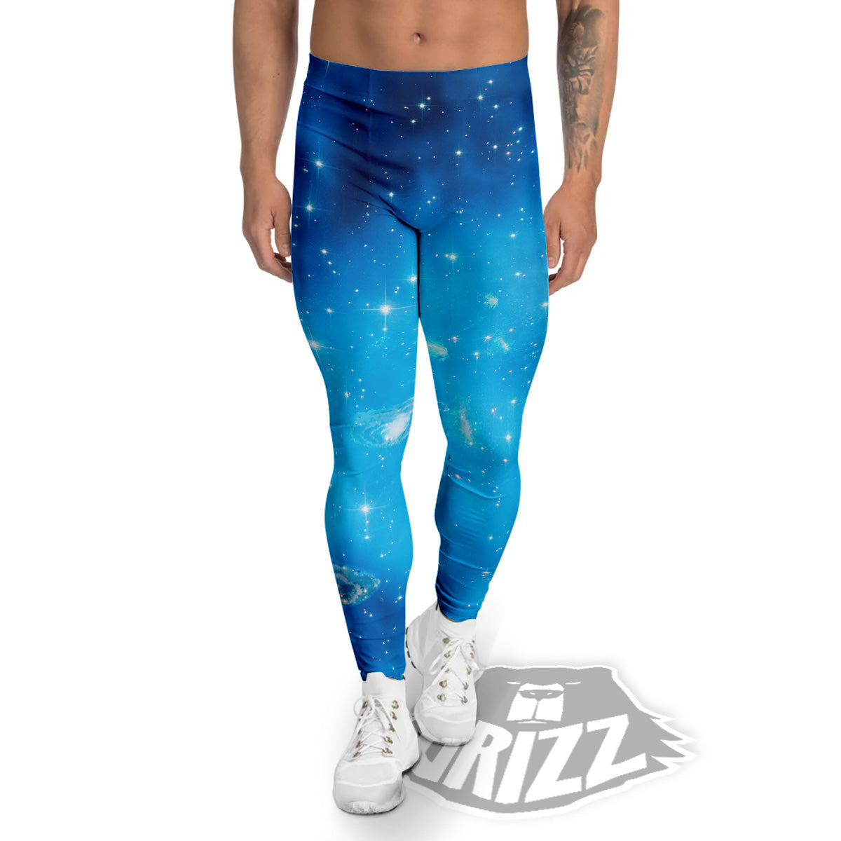 Starfield Galaxy Space Blue Cloud Print Men's Leggings-grizzshop