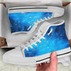 Starfield Galaxy Space Blue Cloud Print White High Top Shoes-grizzshop
