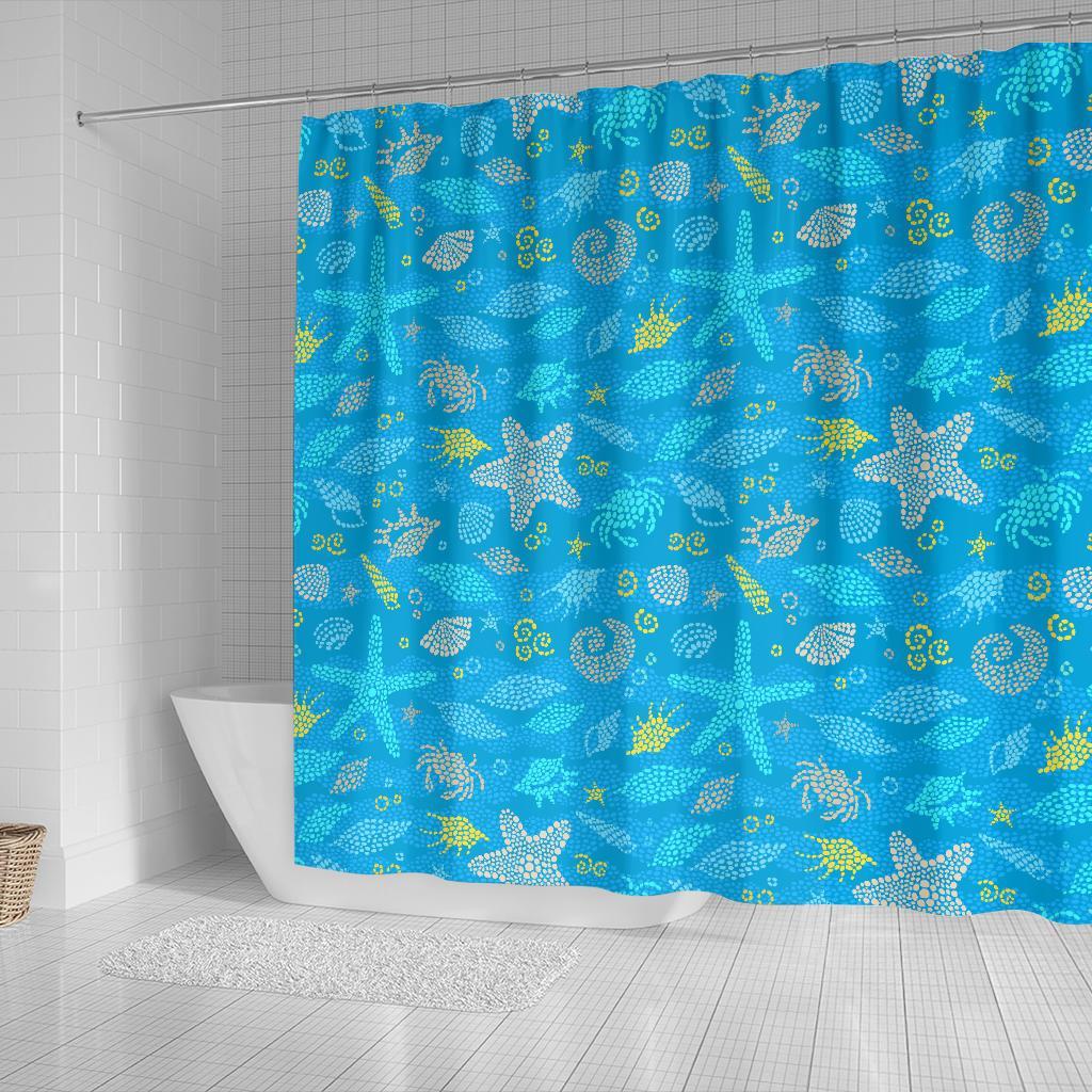 Starfish Ocean Print Pattern Bathroom Shower Curtain-grizzshop