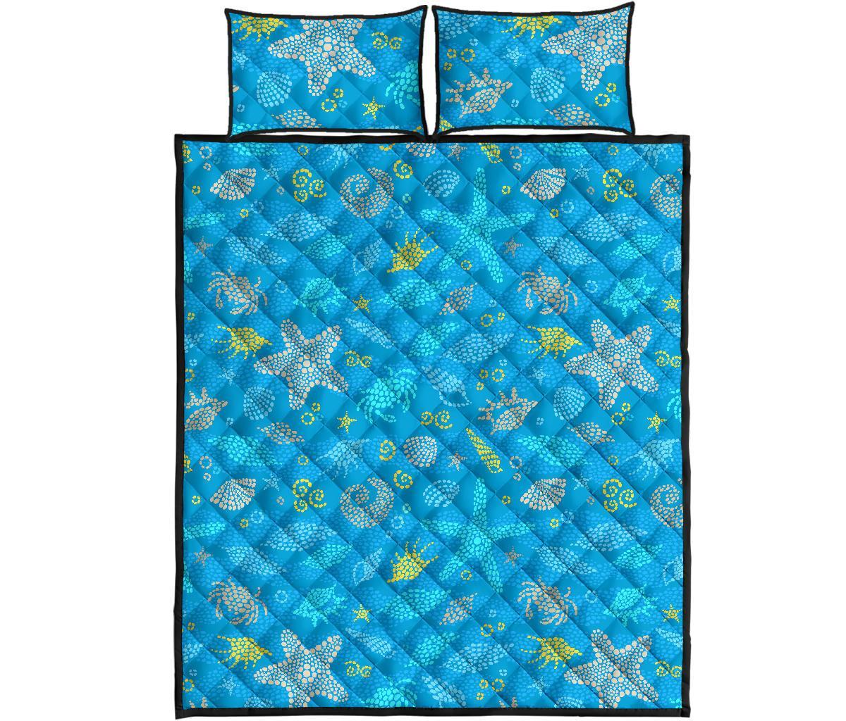 Starfish Ocean Print Pattern Bed Set Quilt-grizzshop