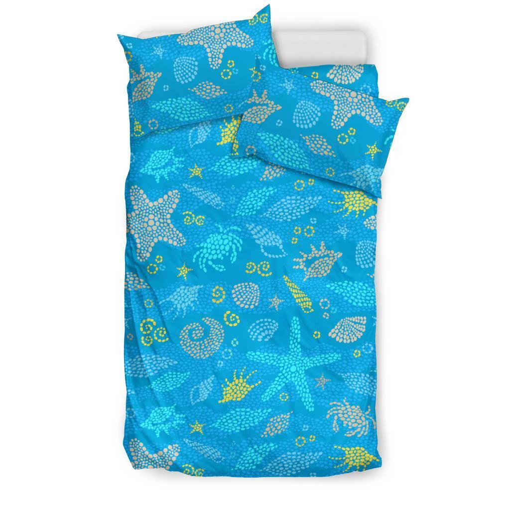 Starfish Ocean Print Pattern Duvet Cover Bedding Set-grizzshop